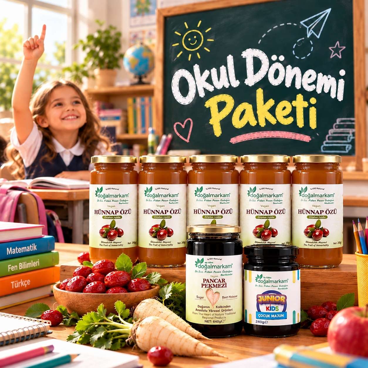 Doğalmarkam 5li Hünnap Özü, 1 Pancar Pekmezi 1 Junior Kids Çocuk Majun Set