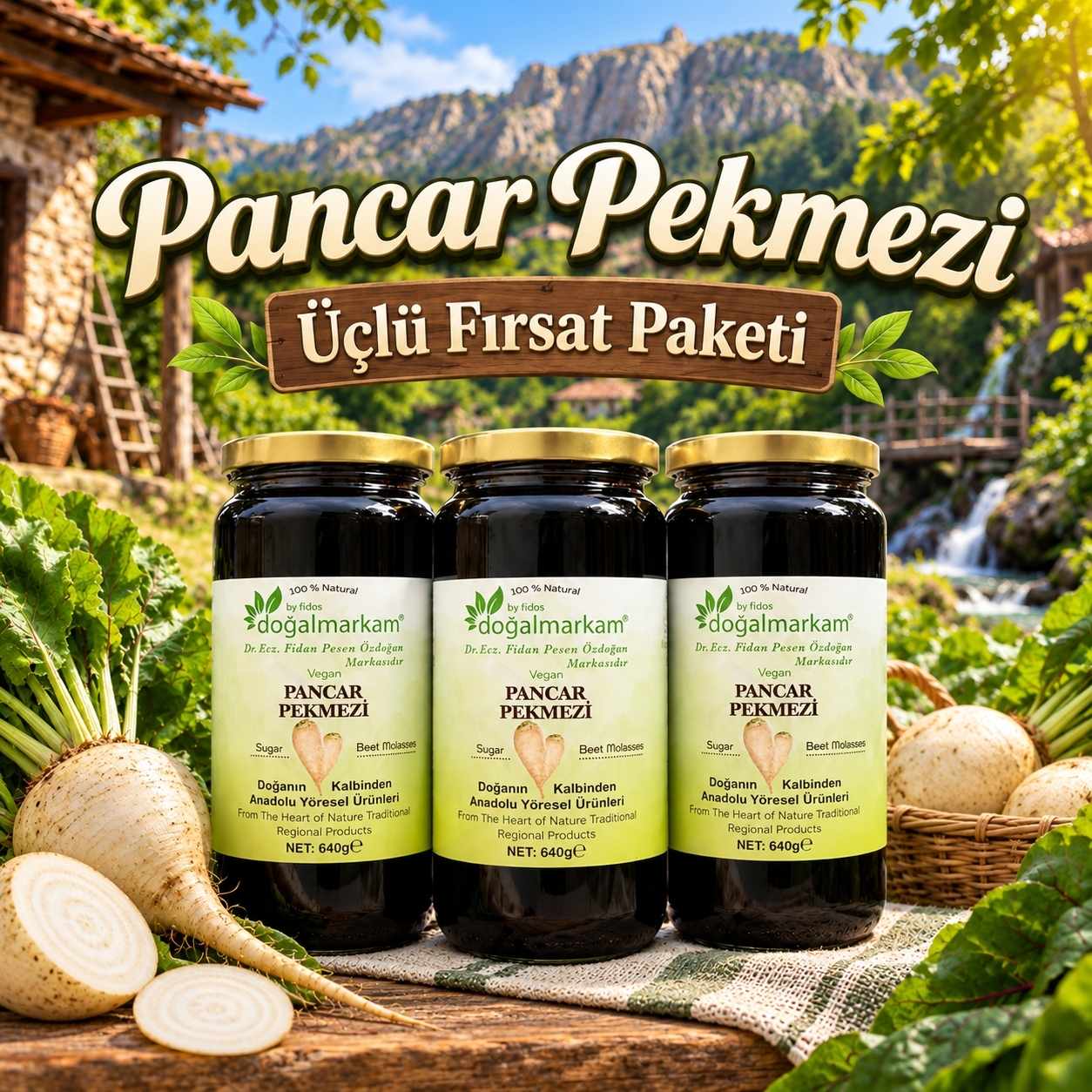 Doğalmarkam Pancar Pekmezi Üçlü Fırsat Paketi (640 g × 3) - 1