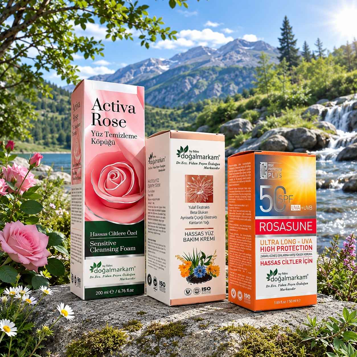 Doğalmarkam Rosasune Güneş Kremi + Roza Krem + Activa Rose Yüz Temizleme Köpüğü 3'lü Set - 3
