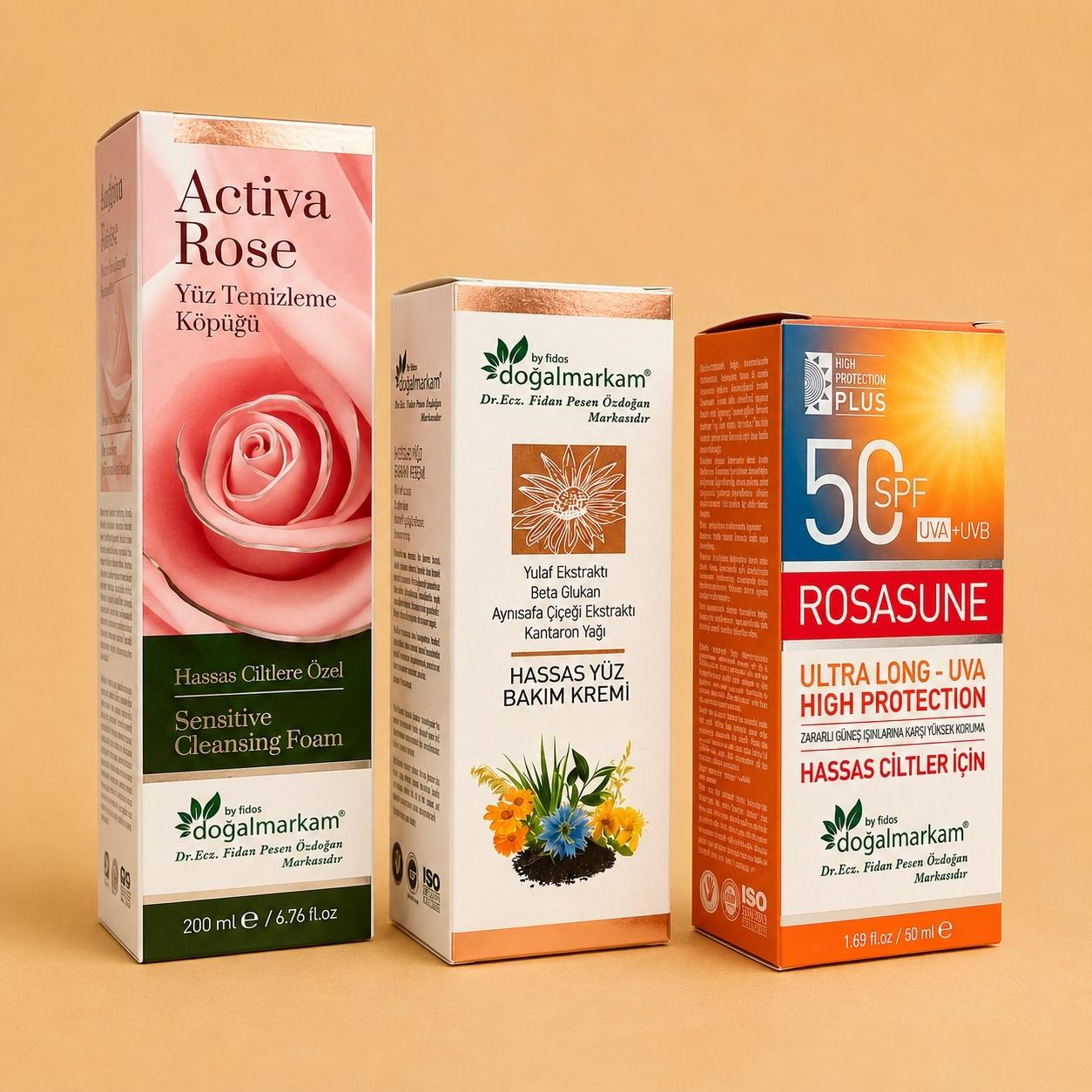 Doğalmarkam Rosasune Güneş Kremi + Roza Krem + Activa Rose Yüz Temizleme Köpüğü 3'lü Set - 2