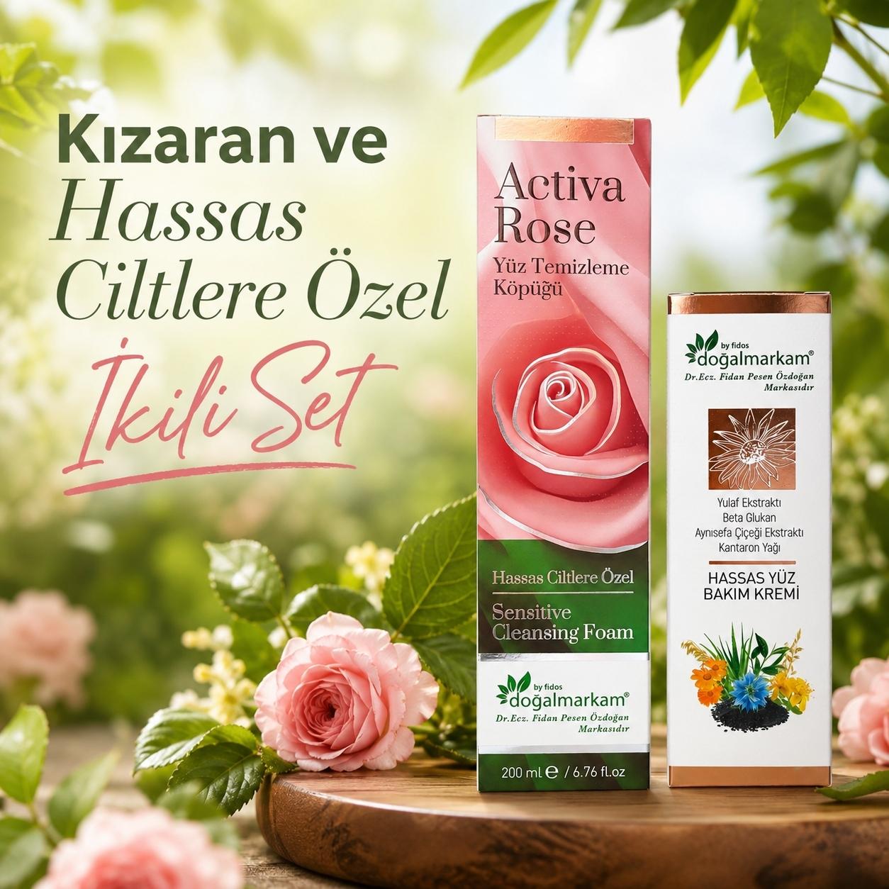 Doğalmarkam Roza Krem + Activa Rose Yüz Temizleme Köpüğü 2'li Set 