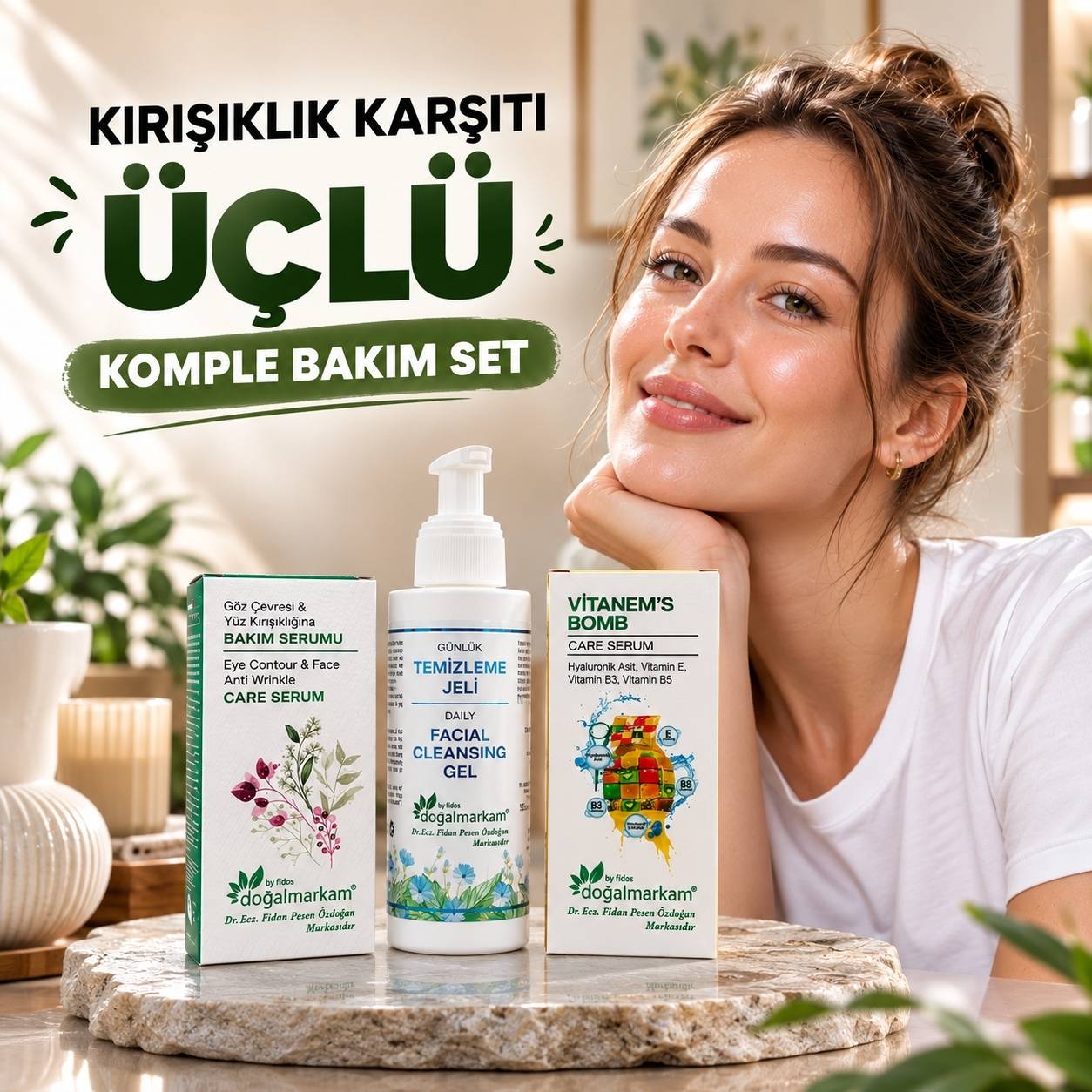 Doğalmarkam Kırışıklık Karşıtı Üçlü Komple Bakım Seti    - 1