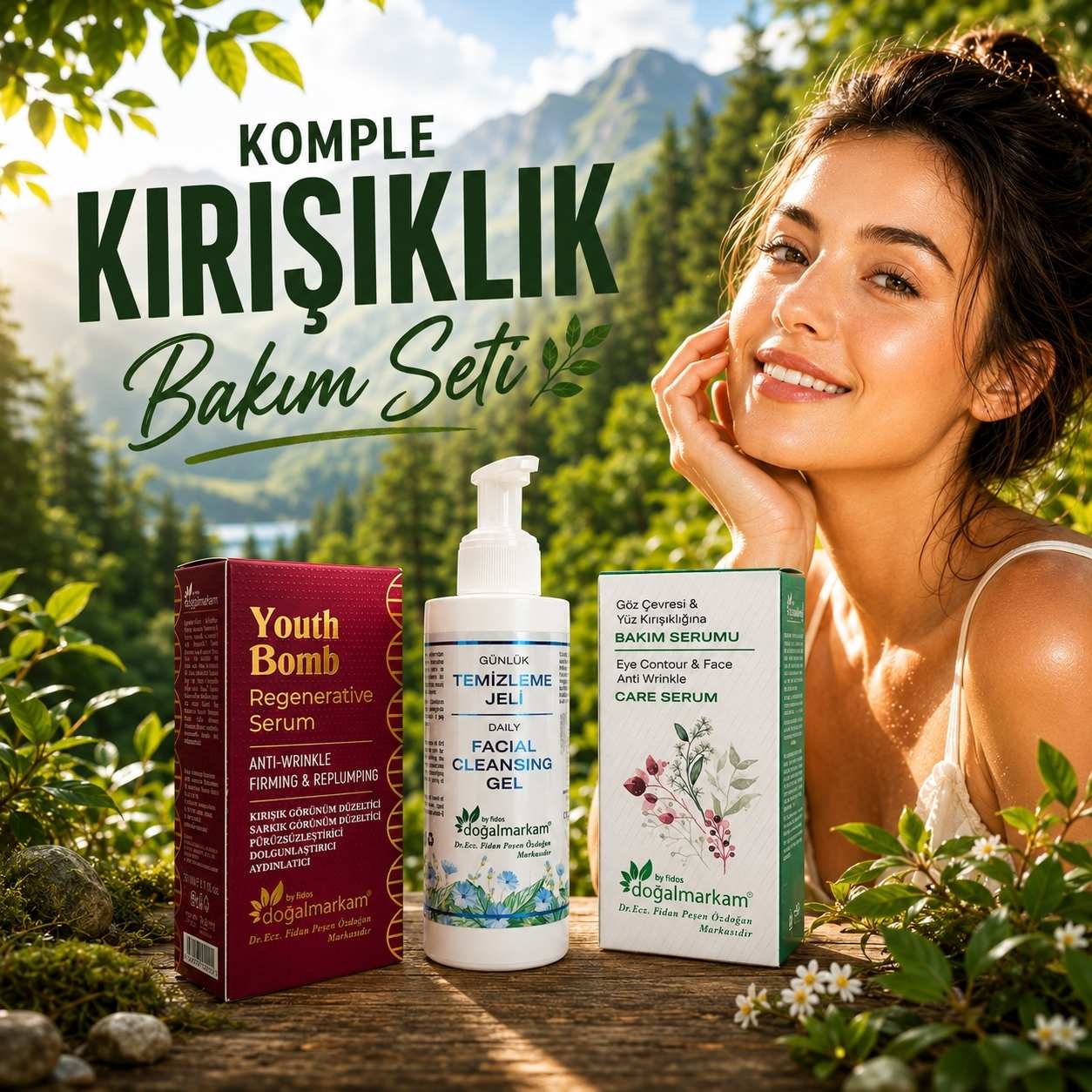 Doğalmarkam Youth Bomb Gençlik Bombası + Göz Çevresi-Alın-Ağız Bölgesi Gençlik Serumu Komple Kırışıklık Bakım Seti - 1