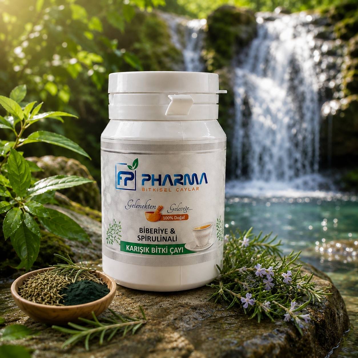 FP PHARMA Biberiye Spirulinalı Karışık Bitki Çayı 045 MNKN 30 Gr - 1