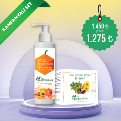 DOĞAL MARKAM - Doğalmarkam Gözenek Sıkılaştırıcı Krem 50 ml , Doğalmarkam Granüllü Yüz Peeling 150 ml 2'Li Set